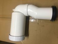 Bent White PVC Toilet Drain Pipe Connector With Screw / Nut / Iron Plate