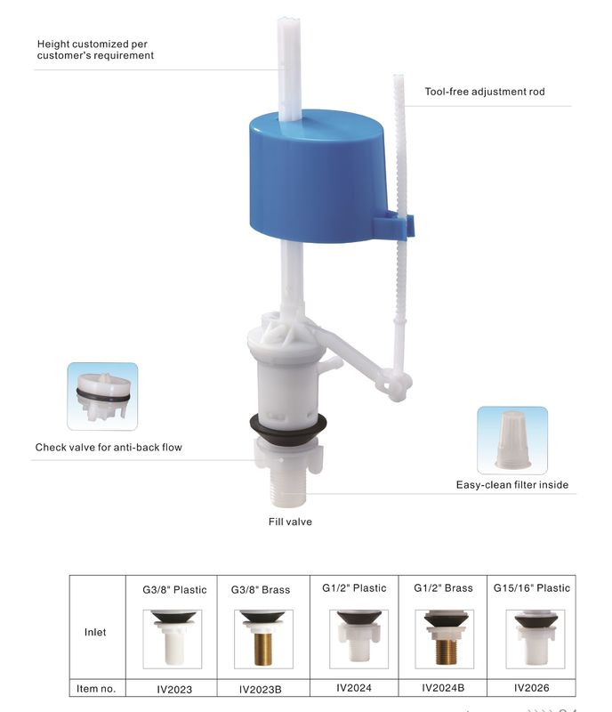 G3/8&quot; Piston adjustable toilet fill valve For Toilet Cistern Mechanism