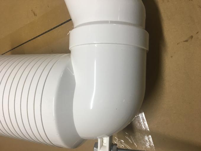 Bent White PVC Toilet Drain Pipe Connector With Screw / Nut / Iron Plate