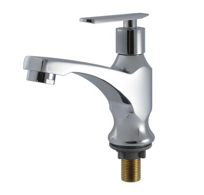 Brass Single Handle Deck Mounted Basin Faucet with Polished Finish for Bathroom