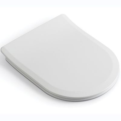 White D Shape Soft Close Toilet Seat Cover With Quick Release Lid And Two Push Buttons