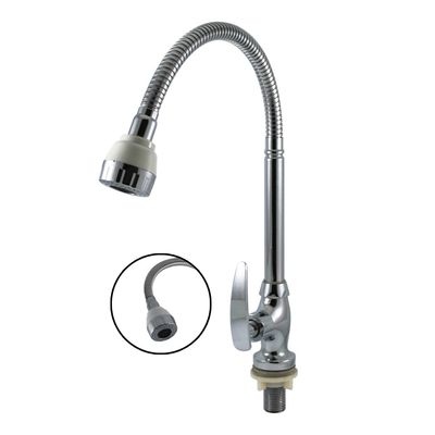 Modern Brass Kitchen Faucet with Chrome Finishing and Single Handle Design