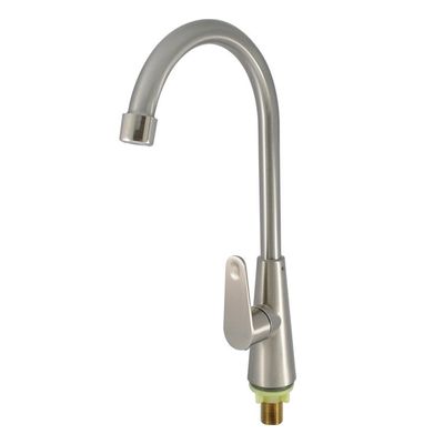 Induction Tap Silver Zinc Alloy Kitchen Sink Faucets With Earthenware Spool Material