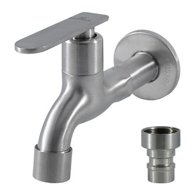 Modern SUS304 Stainless Steel Wall-mounted Single Handle Bathroom Faucet for Home and Hotel Use