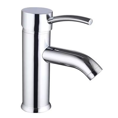 Modern Lavatory Sink Faucet with Earthenware Cartridge Single Handle Design and Chrome Plated Finish