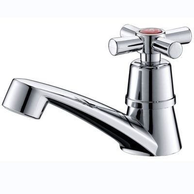 Chrome Plated Single Handle Basin Faucet with Ceramic Cartridge for Office Building Bathroom
