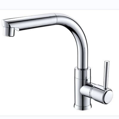 Modern Chrome L Shape Pull Out Lavatory Wash Basin Mixer Faucet with Earthenware Cartridge for Wall-Mounted Installation
