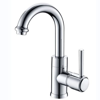 Chromium Single Handle Basin Faucet with Earthenware Spool and Hot Cold Water Mixer