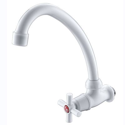 Modern ABS Goose Neck Water Faucet with Chrome Surface Finishing Single Handle Wall-Mounted Plastic Tap