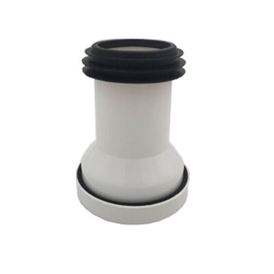 White Straight Pipe Of The PP Toilet Tray Connector With Rubber Sealing Gasket