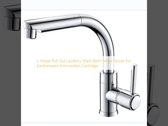 L Shape Pull Out Lavatory Wash Basin Mixer Faucet For Earthenware Ammunition Cartridge