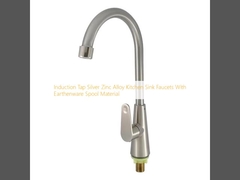 Induction Tap Silver Zinc Alloy Kitchen Sink Faucets With Earthenware Spool Material