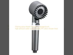 Filtering spray shower head with massage brush, high-pressure water-saving 3-mode, PP cotton shower head