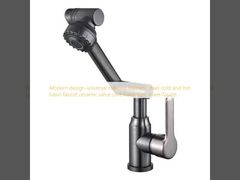 Modern design universal rotating stainless steel cold and hot basin faucet ceramic valve core bathroom mixer faucet