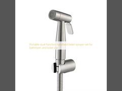 Portable dual-function handheld bidet sprayer set for bathroom and toilet use